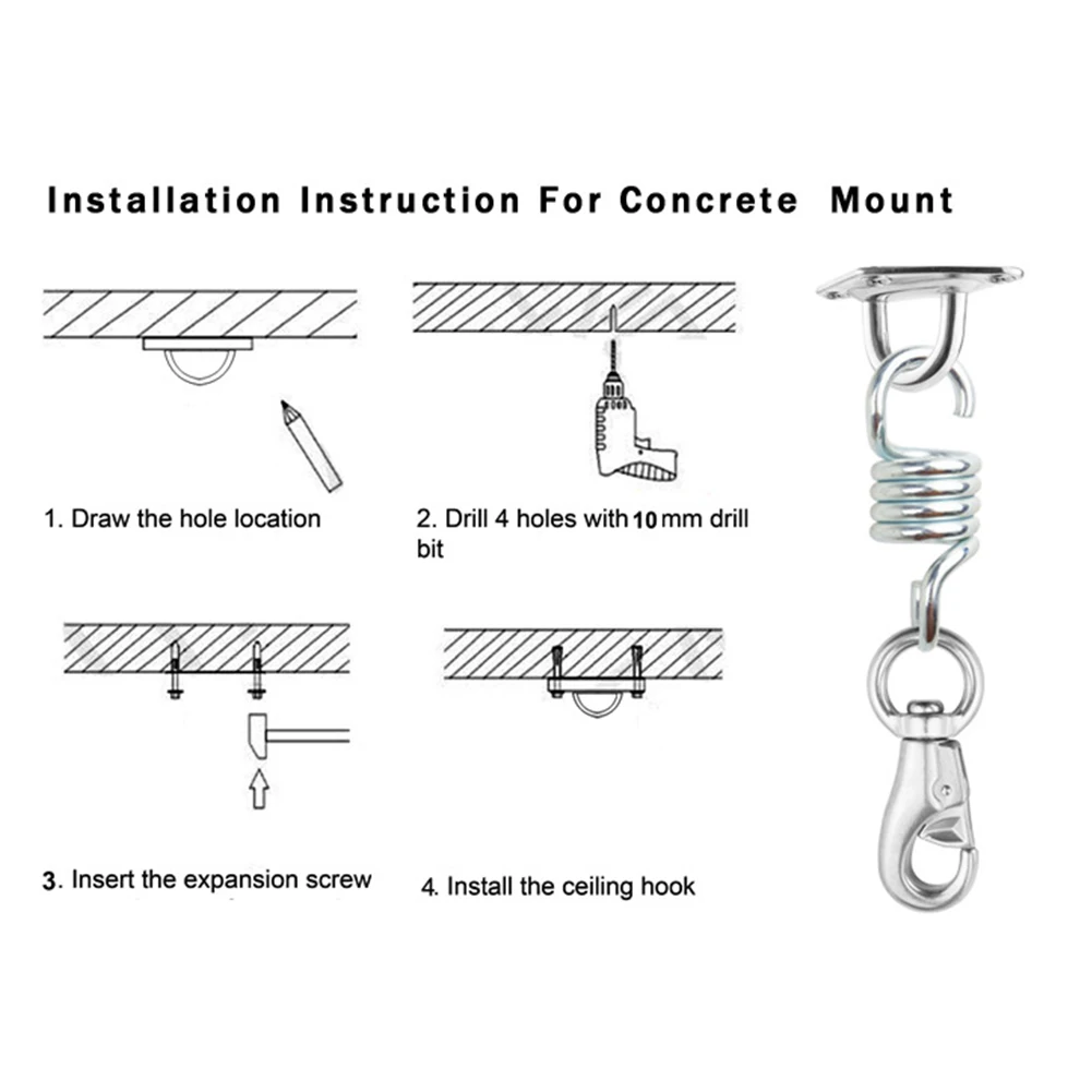 

Stainless Steel Spring Indoor Outdoor Punching Swivel Hook Ultimate Camping Hammock Hanging Kit Large Load Capacity Relaxation