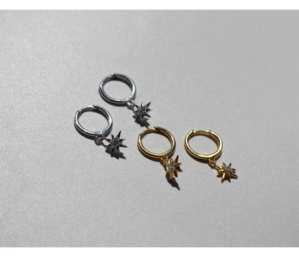 Новые серьги из стерлингового серебра 925 пробы, модные серьги со звездами, кольцо для ушей, шестизвездочные серьги, милые трендовые серьги для девушек, серебряные ювелирные изделия для ушей