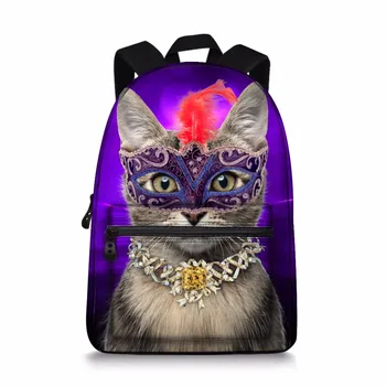 

Jeremysport School Backpack Canvas Pink Purple Small Cats Laptop Daypack Student