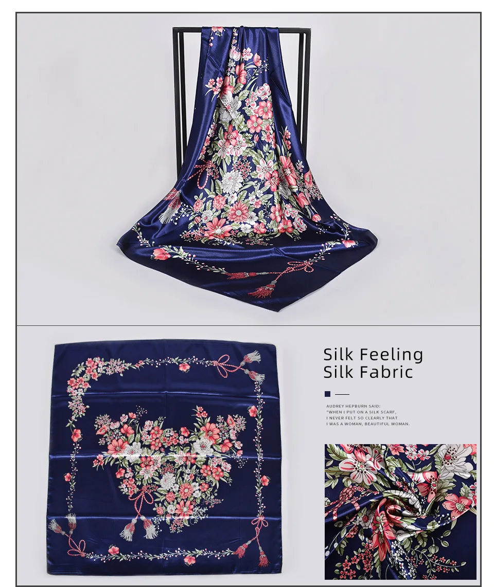 [BYSIFA] Черные золотистые шарфы для женский платок новые осенние зимние брендовые шали с буквами шарф на голову 90*90 см атласный Шелковый квадратный шарф