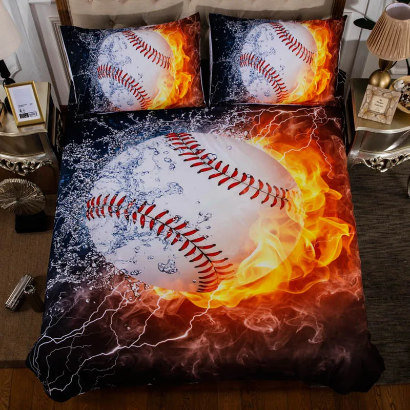 

3pcs/lot Baseball Printed Queen Comforter Sets Bedding King Twin Size Luxury Bed Cover Duvet Cover Sheet Set Linen Home Textiles