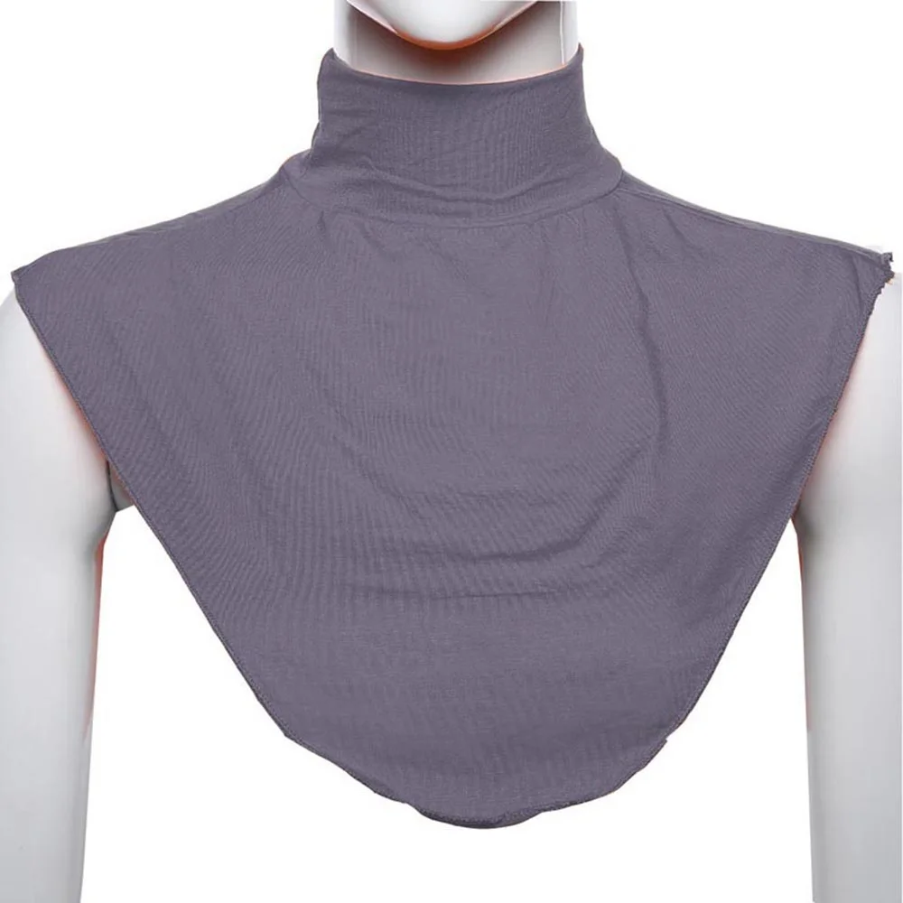 Модальный шарф Половина груди шеи Мода исламский воротник Твердые Рубашки расширения P2 задняя крышка цвет T мусульманский хиджаб - Цвет: Серый