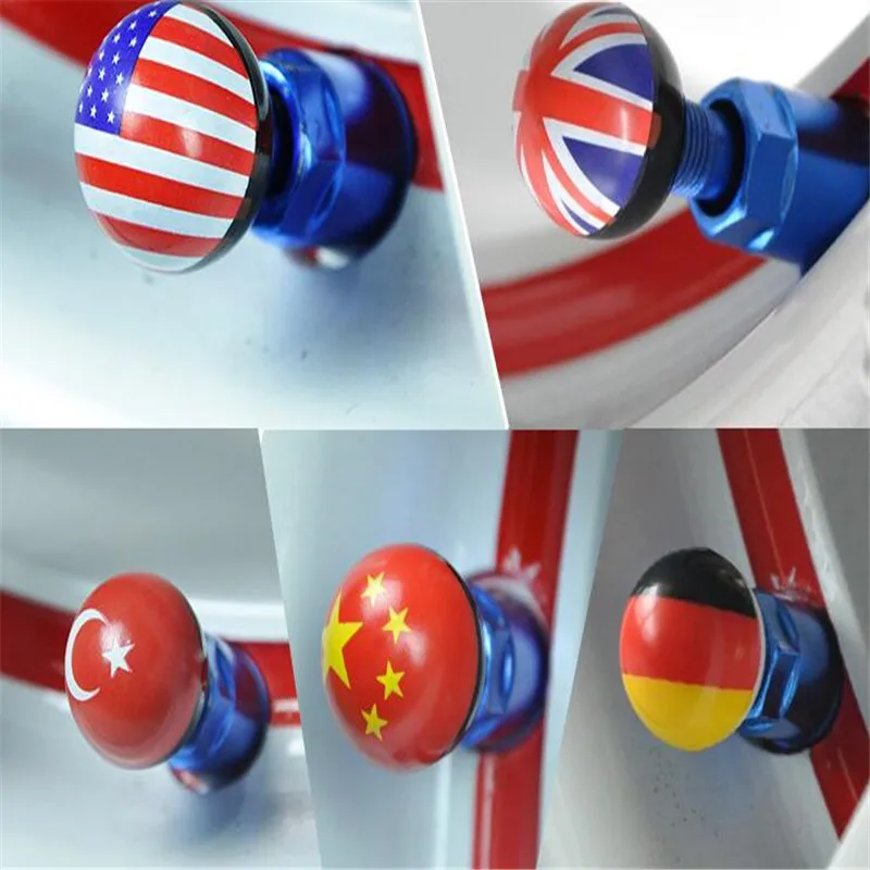 Автомобильный стиль Национальный флаг шины воздушный клапан крышка грузовой автомобиль, мотоцикл, велосипед для Великобритании США Китай Германия Турецкий флаг 400 шт = 100 набор