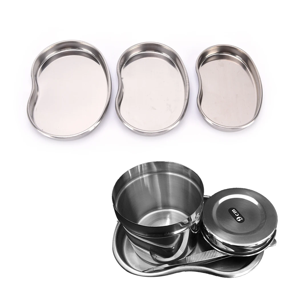 

1Pc Tattoo Tray Stainless Steel Surgical Medical Dental Instruments Bending Tray Disinfection Plate For Eyebrow Lip Tattoo S/M/L