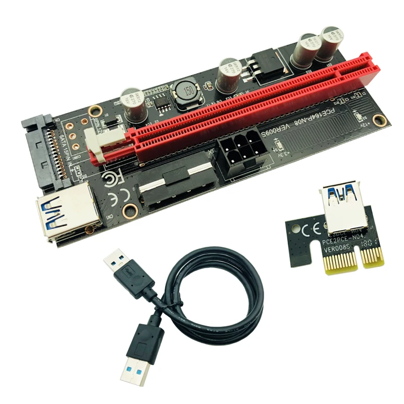 009 s кабель-соединитель PCI-E 1x к 16x Extender 60 см USB3.0 кабель SATA к 6Pin 4pin molex SATA стояк силовой проводки карты для ETH Dogecoin добыча