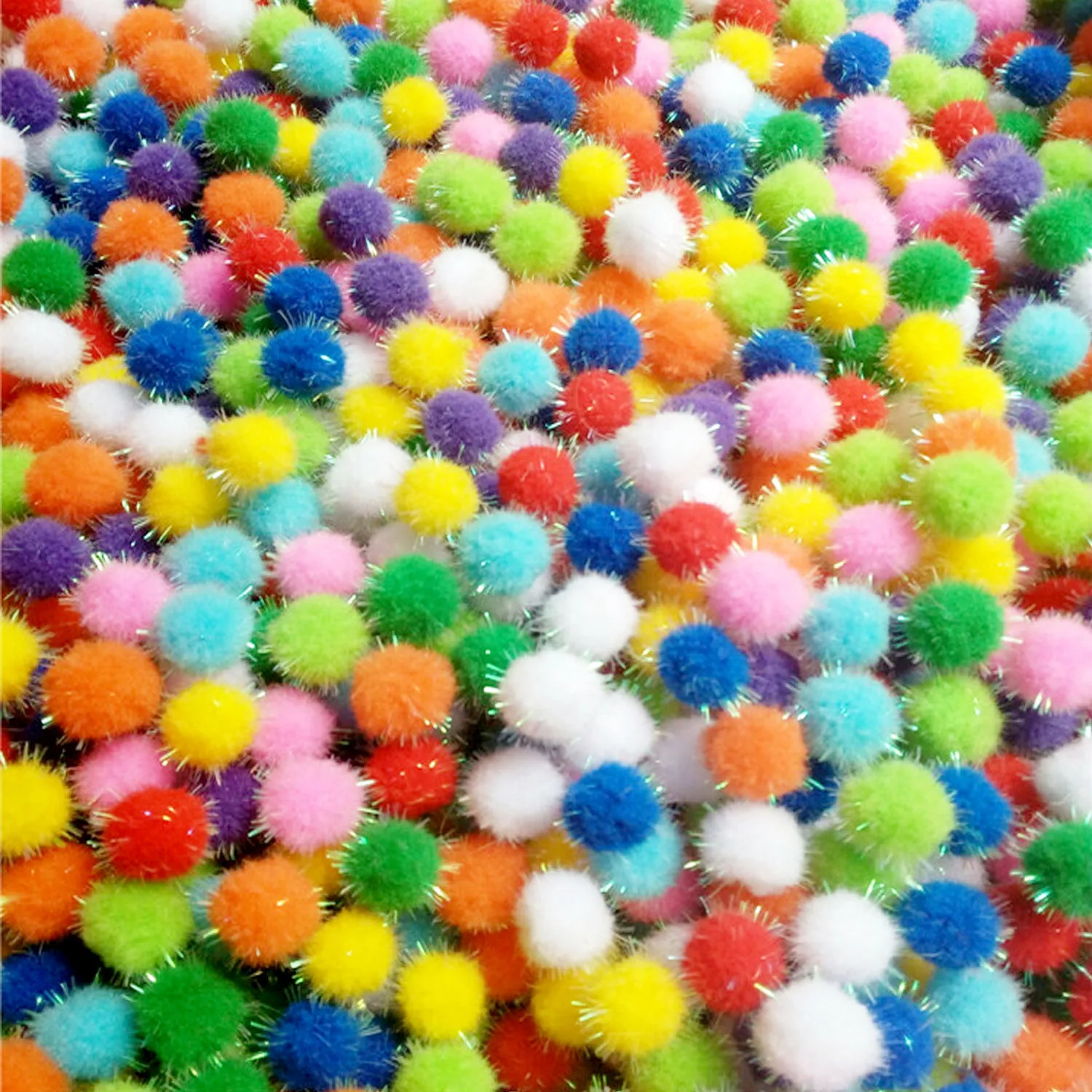 500PCS Dia 2cm Assorted Mini Glitter Pom Poms Pompom Balls For Kids DIY Garment Handcraft Crafts
