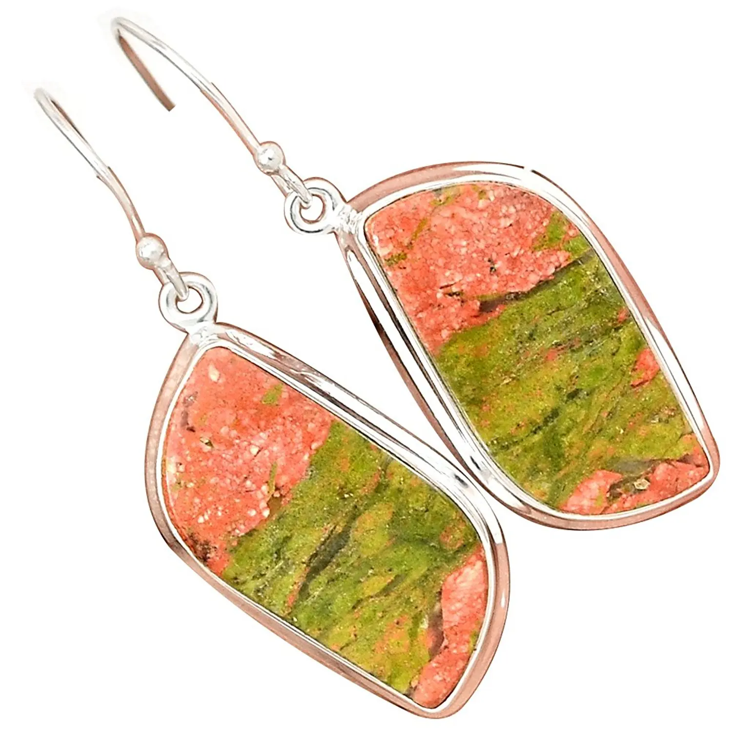

Lovegem Genuine UNAKITE EARRING 925 Sterling Silver,44 mm, AE1532
