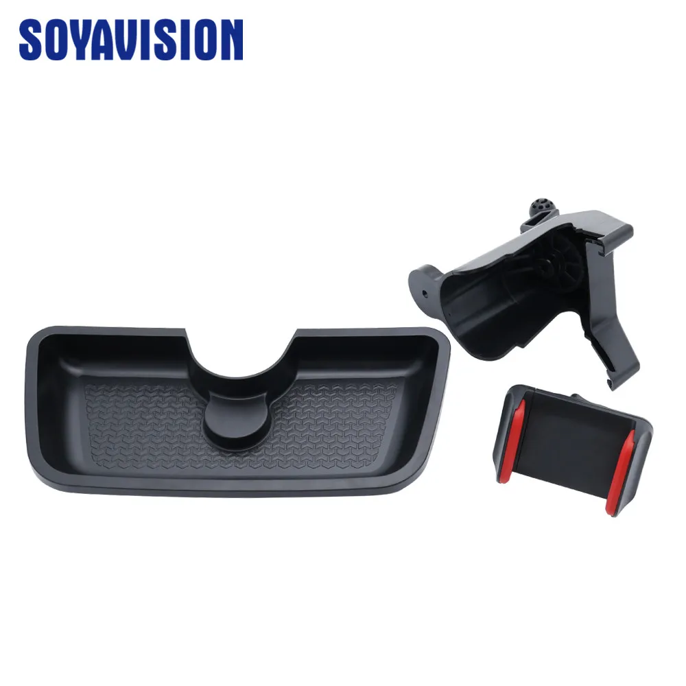 Black ABS Cell Mobile Phone Ipad Holder Car GPS Bracket Dash Mount Holder Storage Organizer Box for Jeep Wrangler JK 2012-2017 (19)