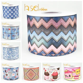 

HSDRibbon 38MM 75MM heat transfer printed Cowboy pattern series Grosgrain Ribbon