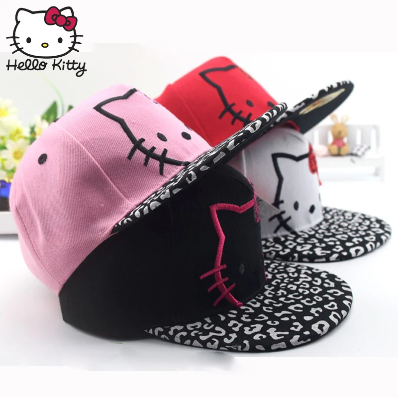

Girls Baseball Cap Child Cartoon Hello Kitty Design with Letter Embroidery Adjustable Baseball Hat Kids Cotton Baby Outdoor KT