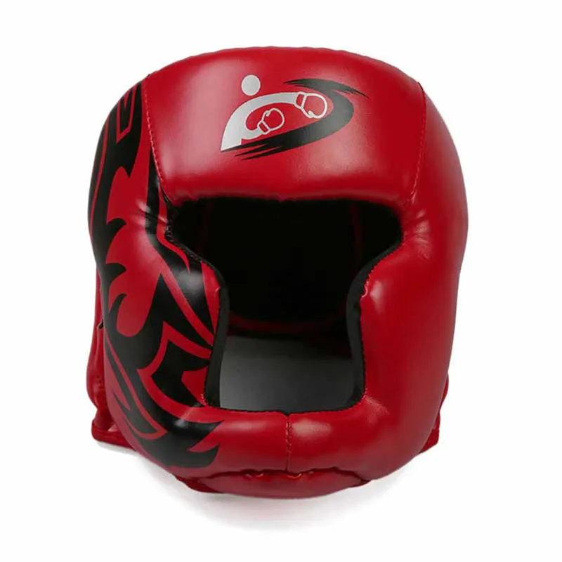 Boxing Headgear Synthetic Leather MMA Headgear Muay Thai Fighting Head Guard Sparring Helmet protective gear guard head - Цвет: Red