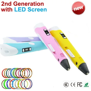 

Second Generation 3D Pen for kids Drawing Fun Toys 3D Printer Pen to Design Your Own Cute Toy 4 Color Choise with PLA Filament
