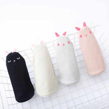 

1pcs Korea simple cute small fresh cute rabbit zipper pencil bag new large capacity student school canvas storage stationery bag