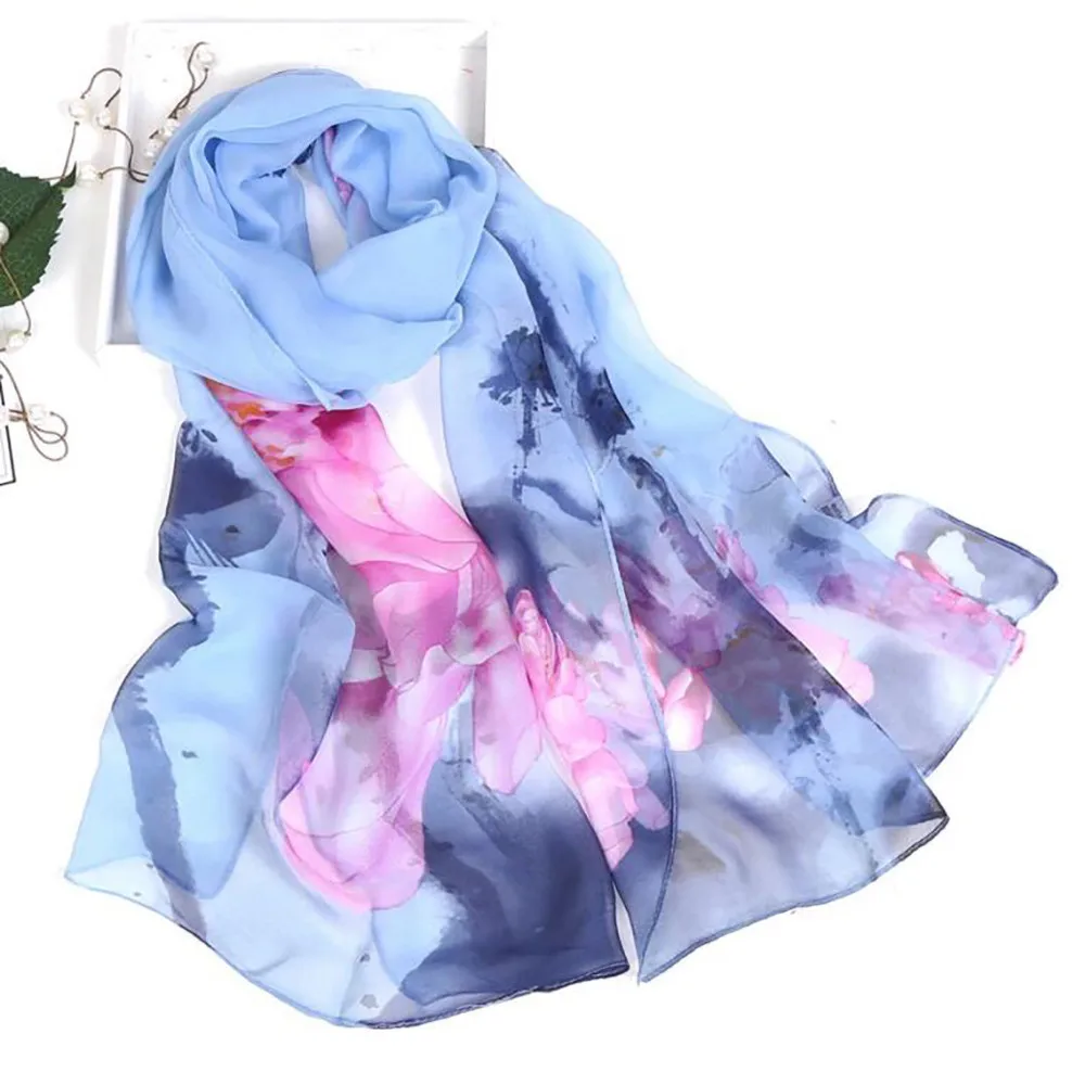KANCOOLD шарф для женщин Модный с принтом лотоса Длинный мягкий обёрточная бумага шарфы дамы шаль шифон высокое качество шарф для женщин 2018Nov2 - Цвет: Multicolor I