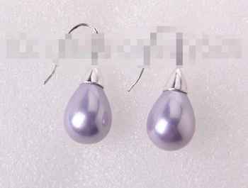 

free shipping 1403 drip lavender south sea shell pearl dangle earrings