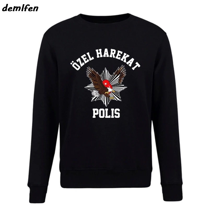 

Fashion pullover Black Sweatshirt New Turkey Polis Ozel Harekat Special Force Hoodie Men Fleece o-neck Cool Coat Top Streetwear