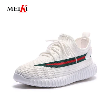 

MEIKI 2019 Summer Women Casual Shoes Flock Platform White Sneakers Lace-Up Sewing Wedges Lover Shoes for Women Zapatos Mujer