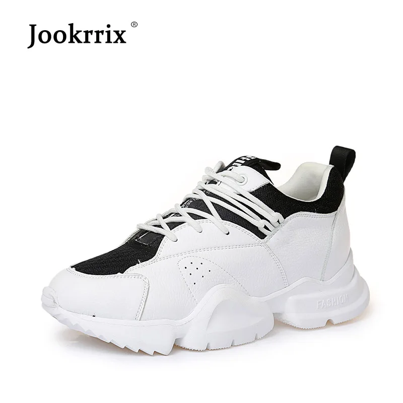 

Jookrrix 2018 Autumn Casual White Shoes Women Fashion Brand Platform Sneaker Lady Breathable Heighten chaussure female footware