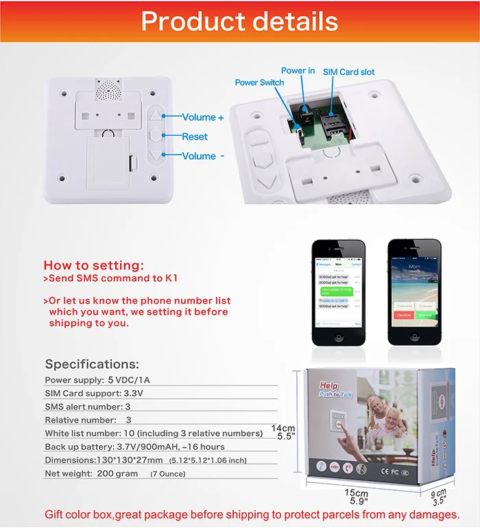 Беспроводная домашняя GSM охранная gsm-сигнализация Dialer SOS Вызов SMS команды Настройка приложения для пожилых людей