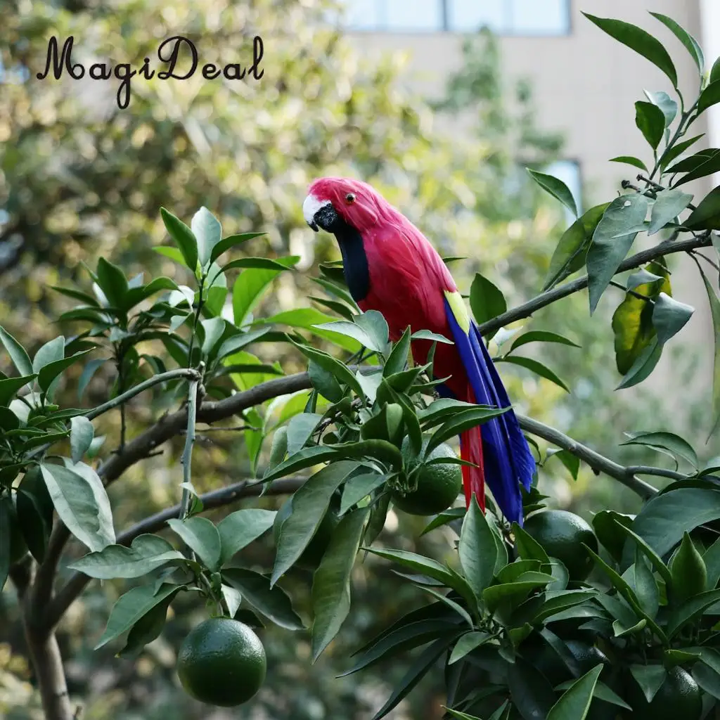 12'' / 30cm Decorative Feather Parrot Model Artificial Bird Statue Macaw Figurine Fancy Dress Props Garden Lwan Tree Decor