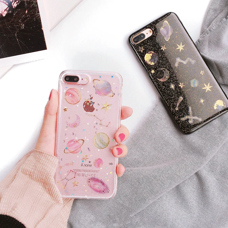 Lovely Cute stars Glitter bling soft case for iphone 5 5s 6 6s 7