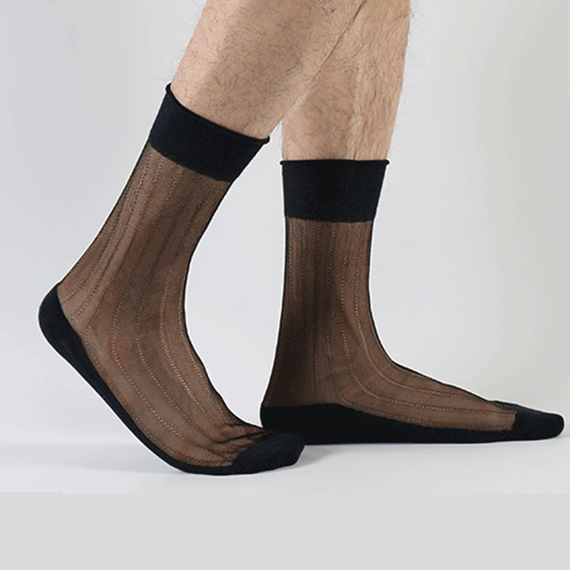 

2 Pairs/Lot Men Spring/Summer Super Thin Fancy Stockings Male Pure Cotton Transparent Glass Hollow Out Cool Socks Loafer Meias