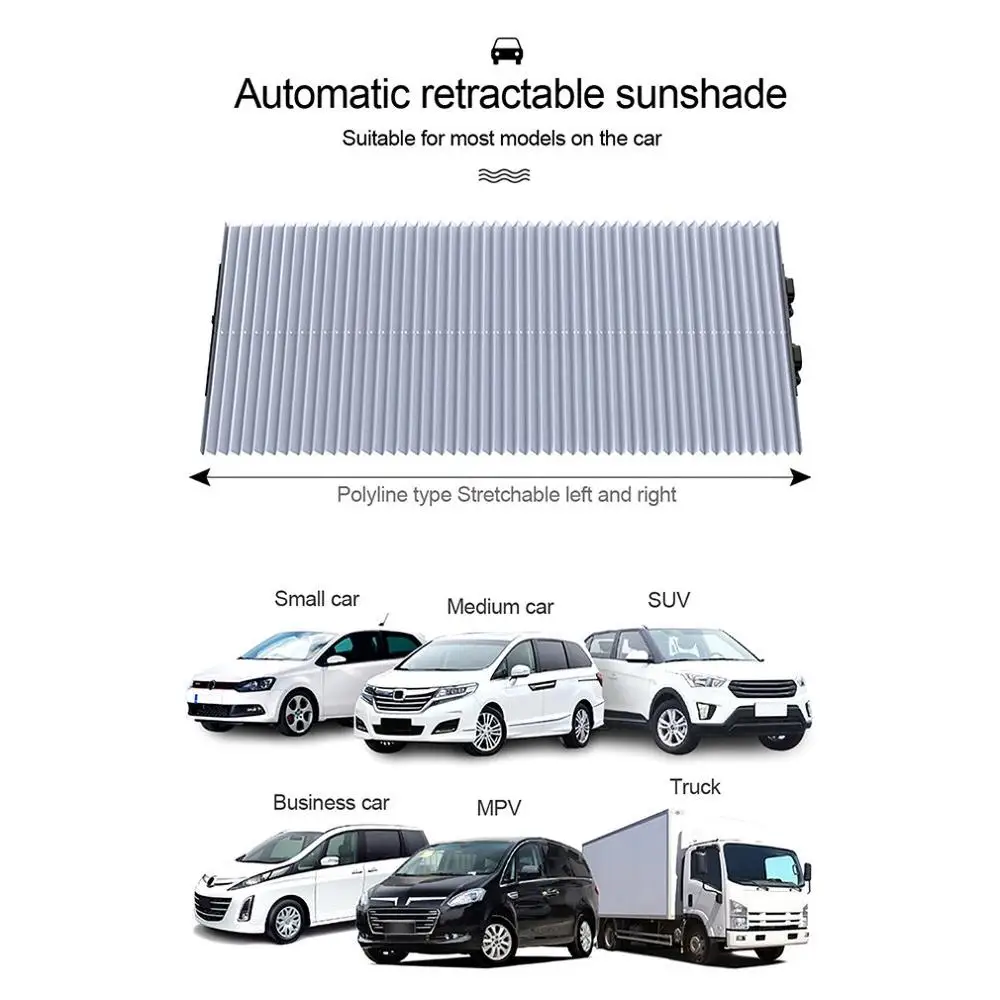 

Automatic Telescopic Car Window Sunshade Retractable Foldable Windshield Sunshade Cover Shield Curtain Auto Sun Shade Block