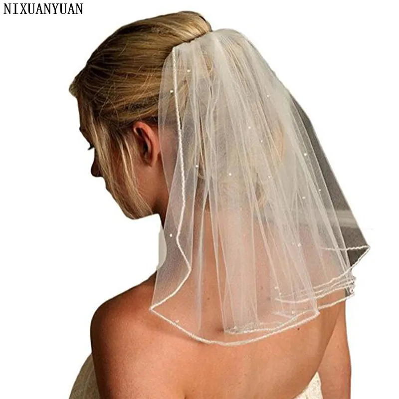 

NIXUANYUAN Short 1 Layer Wedding Veils Soft Tulle Bridal Veils With Comb Crystal Wedding Accessories 2019 voile de mariee