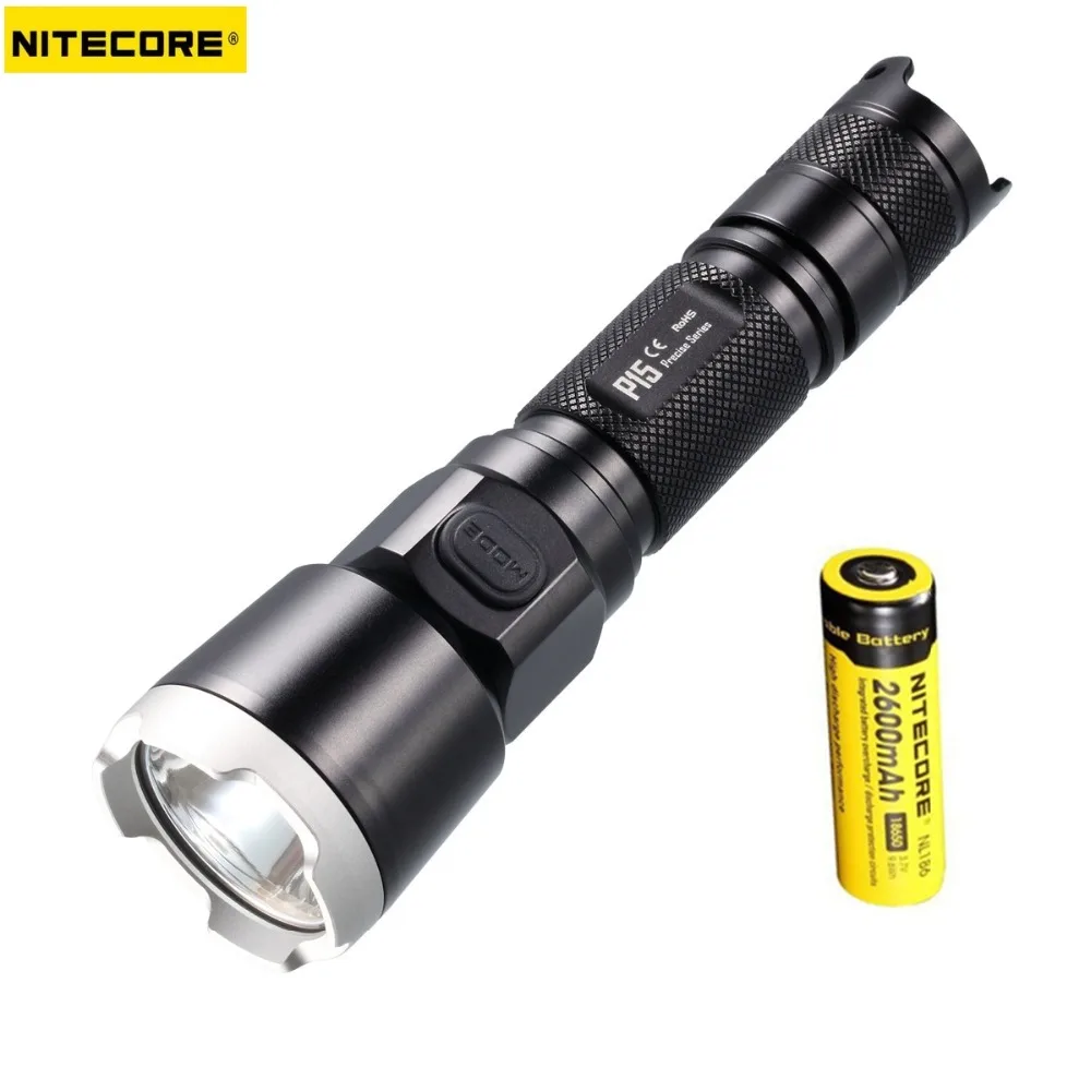 

1 Set Nitecore P15 CREE XP-G2 (R5) 430 lumens Tactical Flashlight +Free 1* Nitecore 2600Mah 18650 Battery for Self Defence