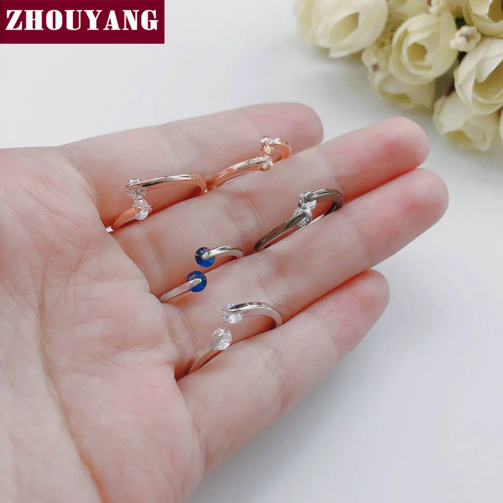 Женское Обручальное Кольцо ZHOUYANG классическое элегантное розовое золото с