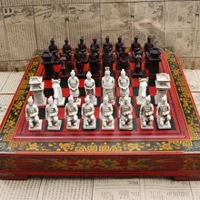 New Wood Chess Chinese Retro Terracotta Warriors Chess Wood Do Old Carving Resin Chessman Oversized Chess Piece Premium Yernea wholesale cheap new chinese retro chess set terracotta warriors classic large size chess 29 16 9 5cm