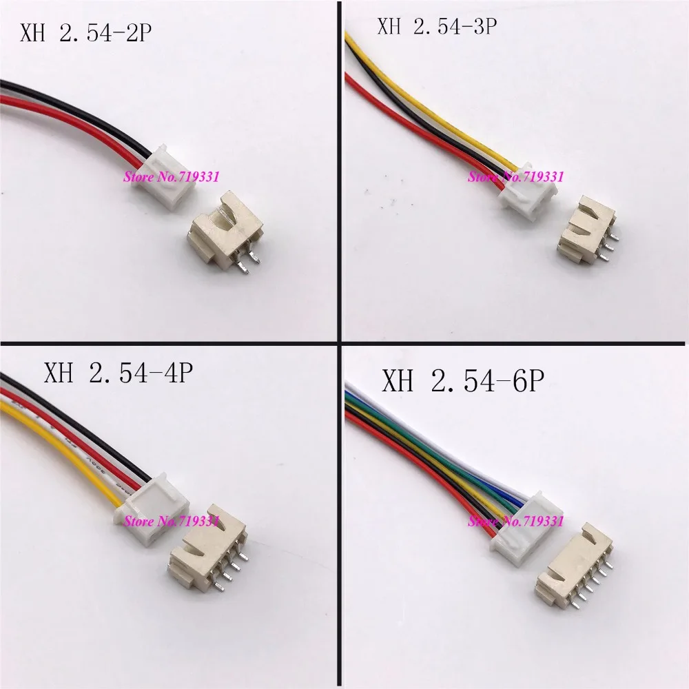 

10setsXH 2.54mm 2 3 4 5 6 7 8 9 10P Male & Female SMD Connector Plug w./ Wired, Horizontal Needle Connector