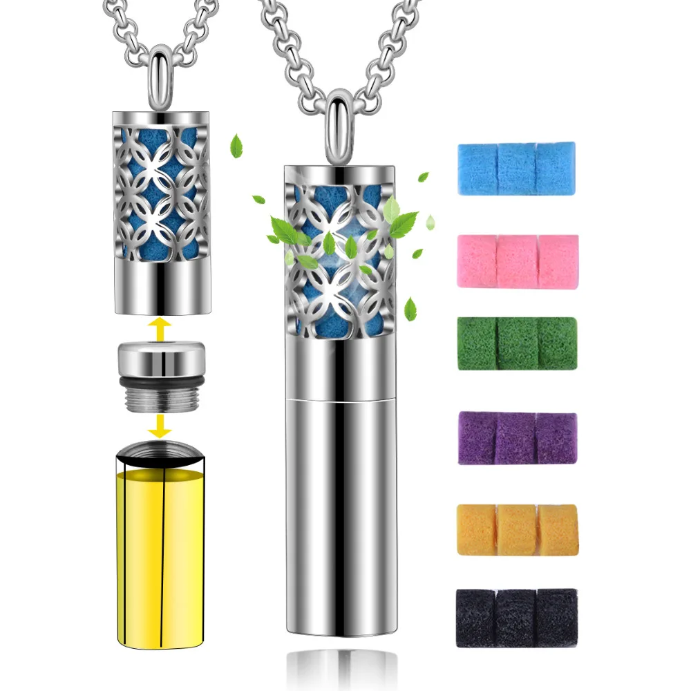 

EUDORA Stainless Steel Aromatherapy Diffuser Leaf pattern Pendant Locket Necklace Jewelry with 6 Color Pads Drop Shipping XZ133
