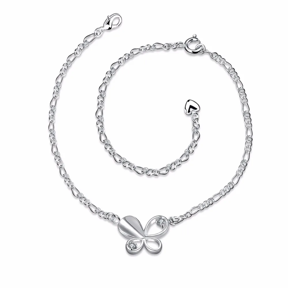 

KDA021 Fashion Jewelry Plated Silver Anklet Factory Price Sterling Silver Anklets Crystal Butterfly Pendant