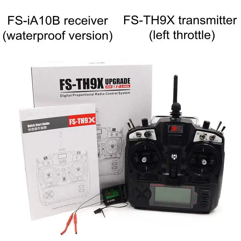 left thrt WP RX FLYSKY FS-TH9X обновленная FS-TH9X-B 2,4G 9CH радиоуправляемая система передатчик AFHDS 2A модуль с FS-iA10B Rreceiver водонепроницаемый опционально - Цвет: left thrt WP RX