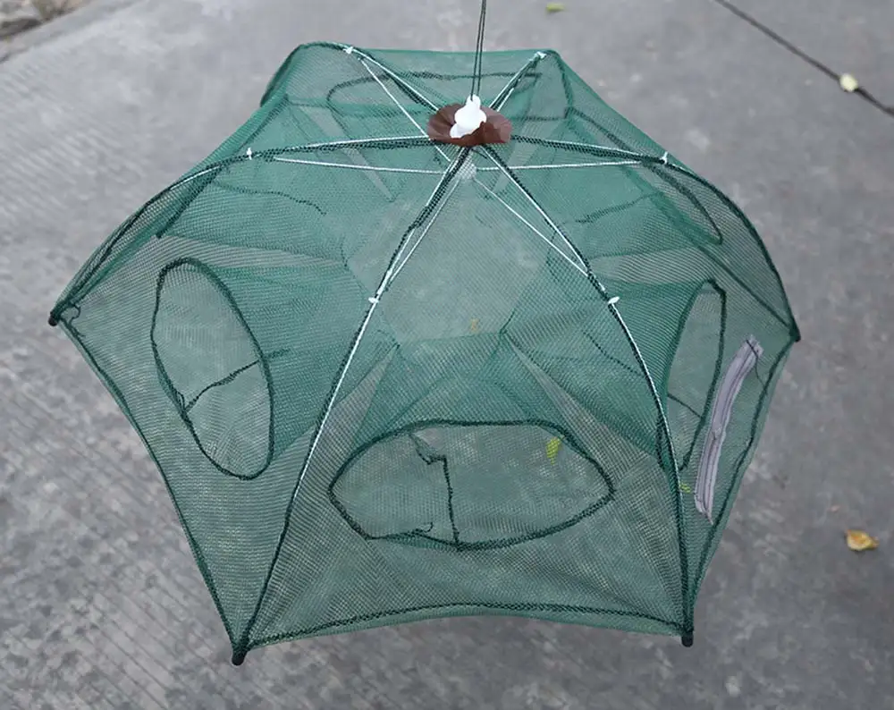 Folded Fishing Net Fish Shrimp Minnow Crab Baits Cast Mesh Trap