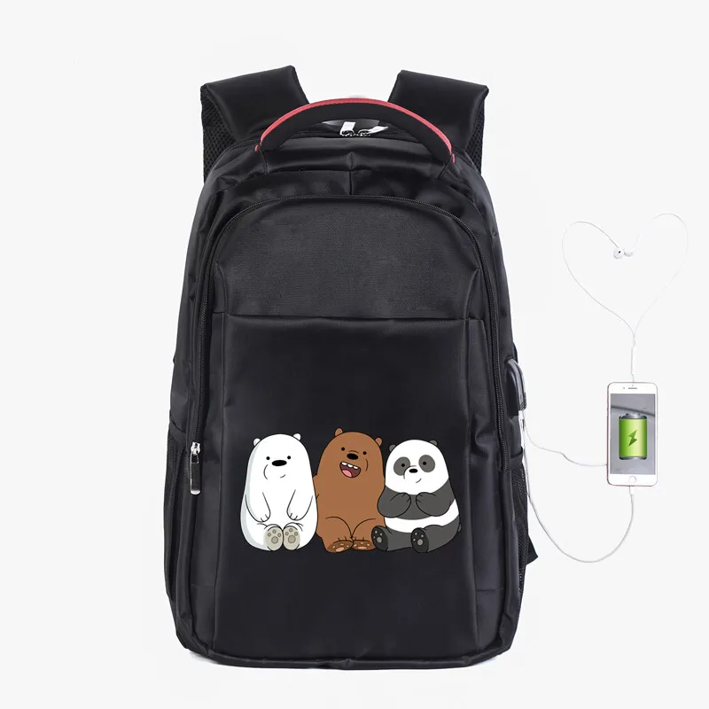 

Anime We Bare Bears school bag for Teenagers student Daily backpack Unisex Shoulder Zip Rucksack Notebook Laptop Bags