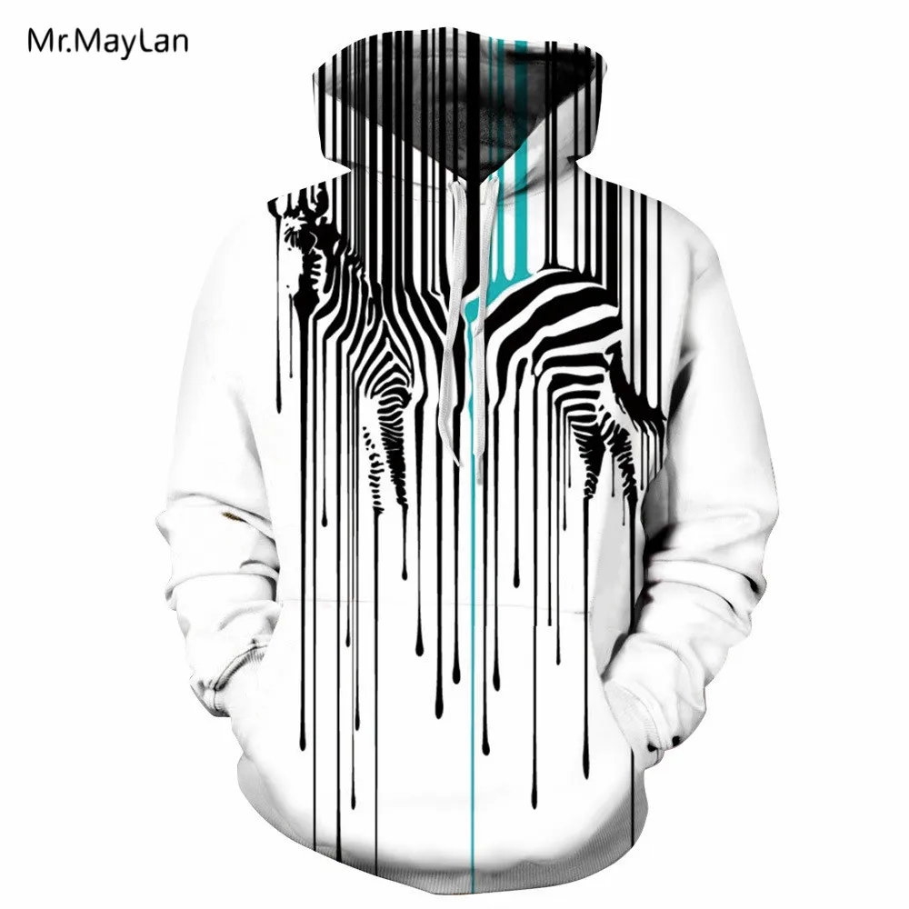 

2018 Design Hipster Animal Zebra 3D Print Oversize Tracksuit Men/Women Autumn Winter Jacket Hoodies Hat Sweatshirts Boys Coat