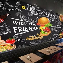 Рекламные обои ручная роспись стиль гамбургер фаст-фуд Ресторан Снэк бар фоновая стена