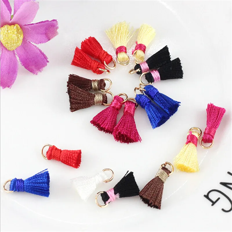 10pcs/lot wholesale 12mm small Tassels Charms Pendant mini silk satin