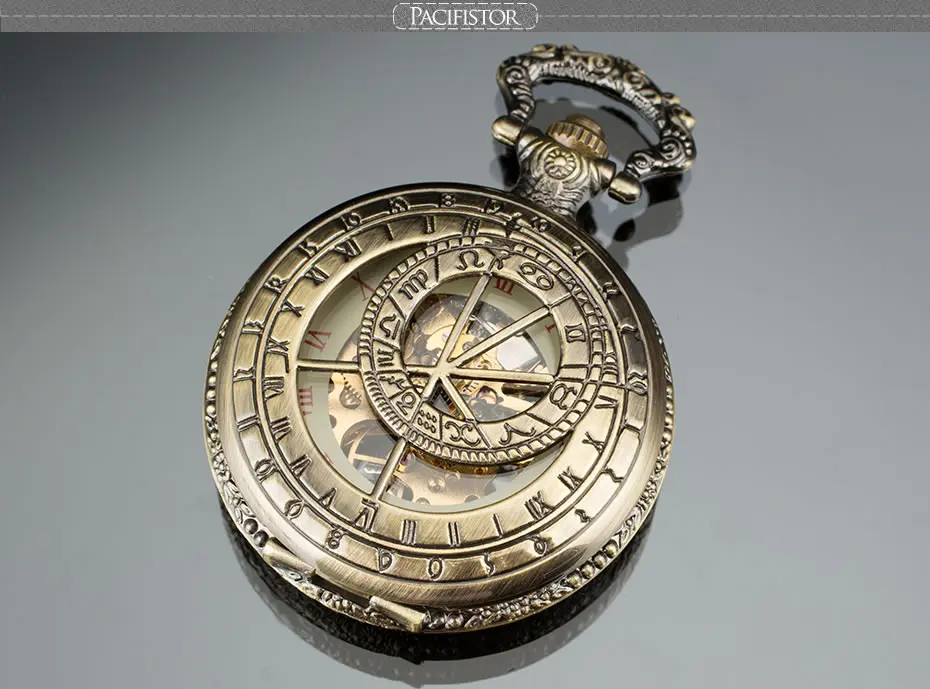 Пехота карманные часы механические цельнометаллический Алхимик Скелет карманные часы Для мужчин стимпанк Топ бренд Античная бронзовая