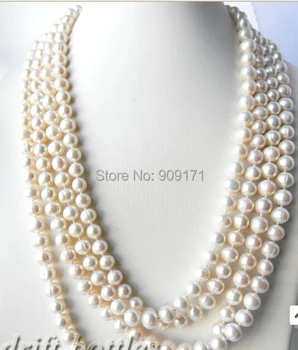 

Free Shipping>>100'' 10mm Round White Freshwater Pearl Necklace