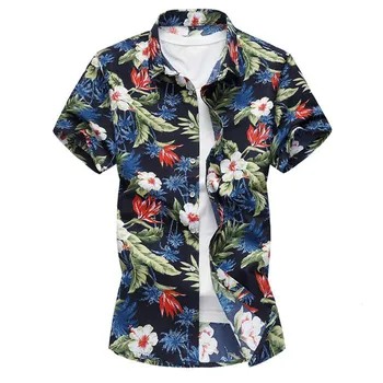 

WSGYJ Hawaiian Shirts 2019 Fashion Summer Short Sleeve Casual Shirts Slim Camisa Masculina Cotton Men's Clothing 7XL