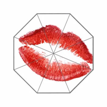 

Red lip Folding Umbrella Anti Rain Umbrella Foldable 3 Folding Parasol Sun Protection Anti-UV Umbrella for Women