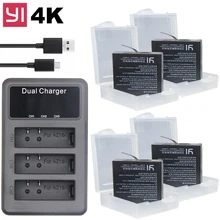 Yi 4K Battery For Xiaomi Yi 4K 2 II Batteries + AZ16-1 Original Bateria LED 3-slots Charger for Xiaoyi Yi 4K Lite Action Camera original yi 4k plus action camera 2 19 ambarella h2 for sony imx377 12mp 155 degree 4k ultra hd yi 4k sports action camera