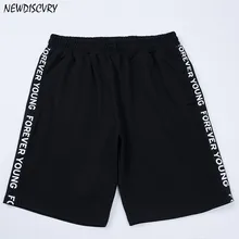 NEWDISCVRY полосатые шорты мужские штаны-трико мужские летние шорты для бега уличная хип-хоп Шорты повседневные мужские шорты с эластичной резинкой на талии