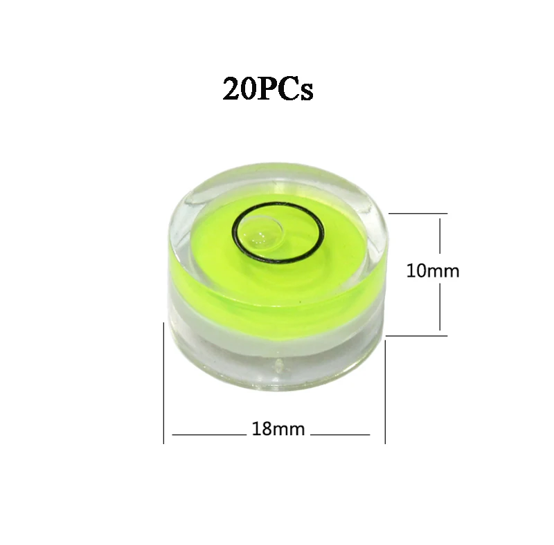 20PC 18*10mm Mini Spirit Level Bubble Stick on Disc Round Balance