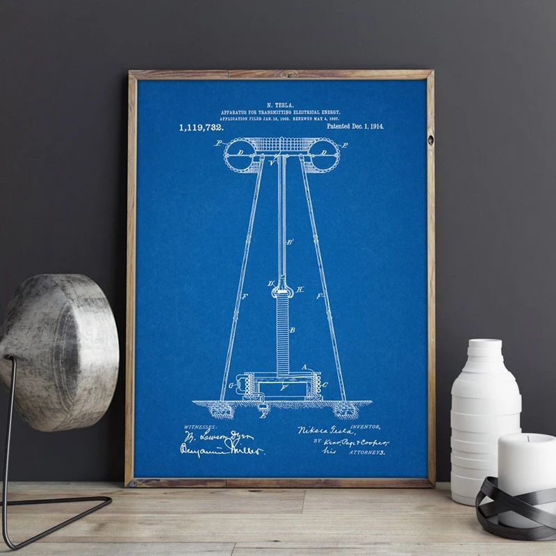 Tesla Patent Poster Home Decor