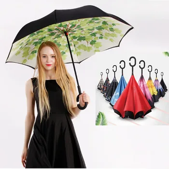 

One Size Fully-Automatic Reverse Umbrella Windproof Inverted Umbrella For Car Double Layer Hands Free Inverted Umbrella