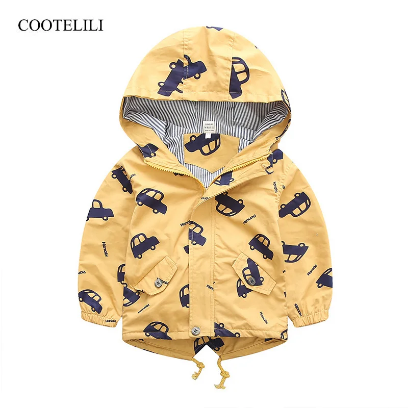 

COOTELILI 80-120cm Cute Car Printing Outerwear Boys Trench Coat Spring Children Clothes Autumn Kids Jacket For Boys